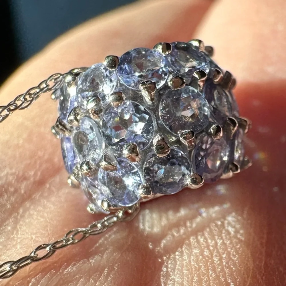 14k White Gold Tanzanite Pendant Bead & “18.25 Inch Chain